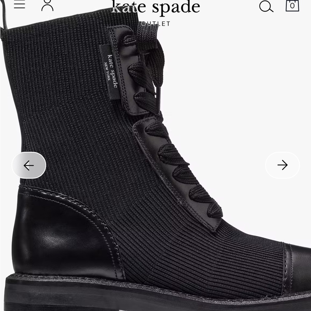 NWT Kate Spade Ribbed Black Lace-Up Boots. - Picture 6 of 6